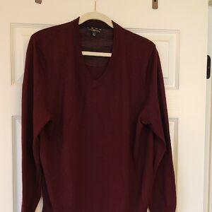 Club Room V-Neck Sweater in Deep Burgundy